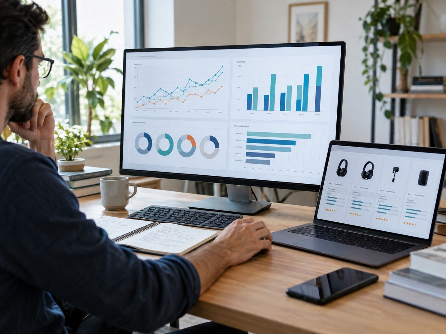 Analysearbeitsplatz mit Produktdaten und Testberichten